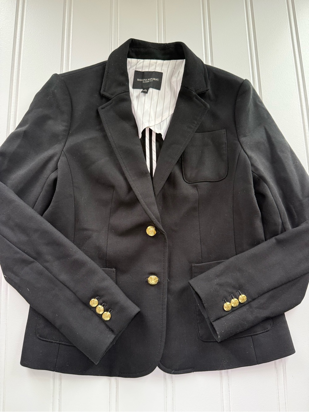 Banana Republic Black Hacking Blazer Jacket Suit 8 Classic Fit